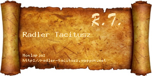 Radler Tacitusz névjegykártya